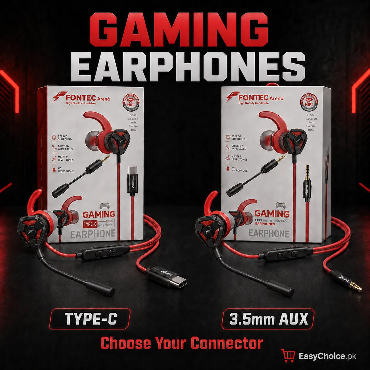 Gaming Earphones with Detachable Mic – Type-C & 3.5mm AUX