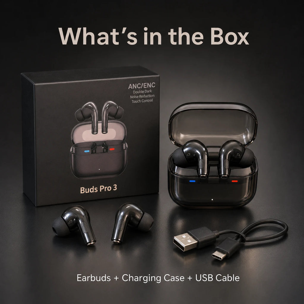 Buds Pro 3 Wireless Earbuds – Transparent Charging Case
