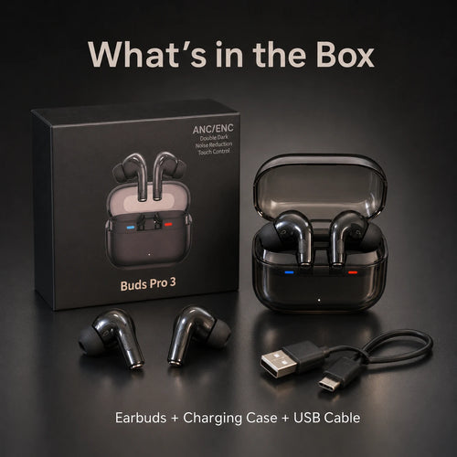 Buds Pro 3 Wireless Earbuds – Transparent Charging Case