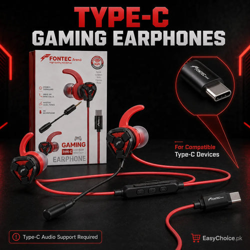 Gaming Earphones with Detachable Mic – Type-C & 3.5mm AUX