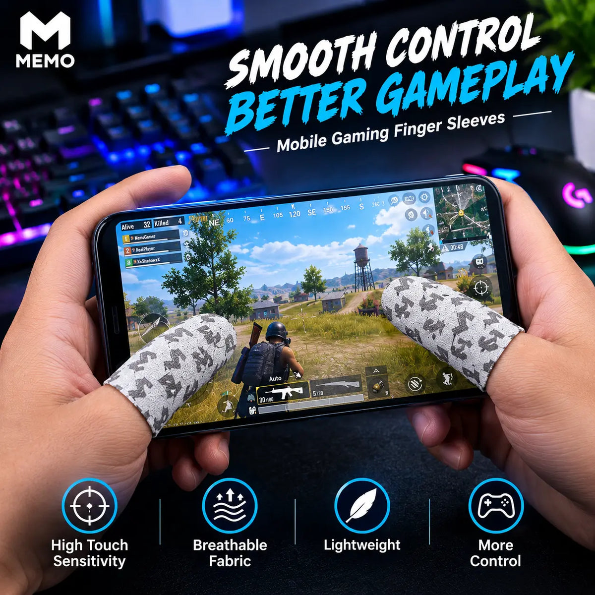 MEMO Mobile Gaming Finger Sleeves [Metal] – Anti-Slip Gaming Sleeves