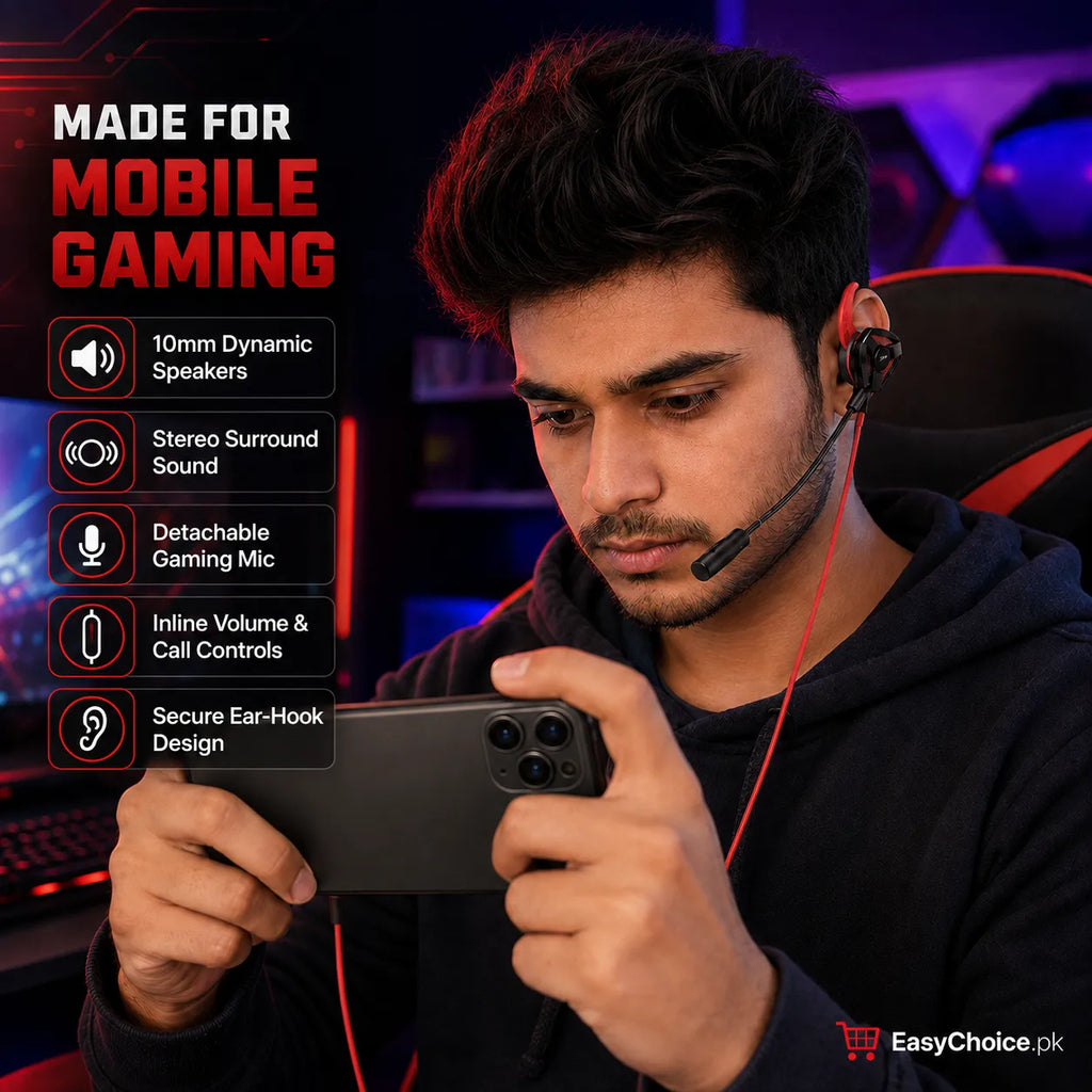 Gaming Earphones with Detachable Mic – Type-C & 3.5mm AUX
