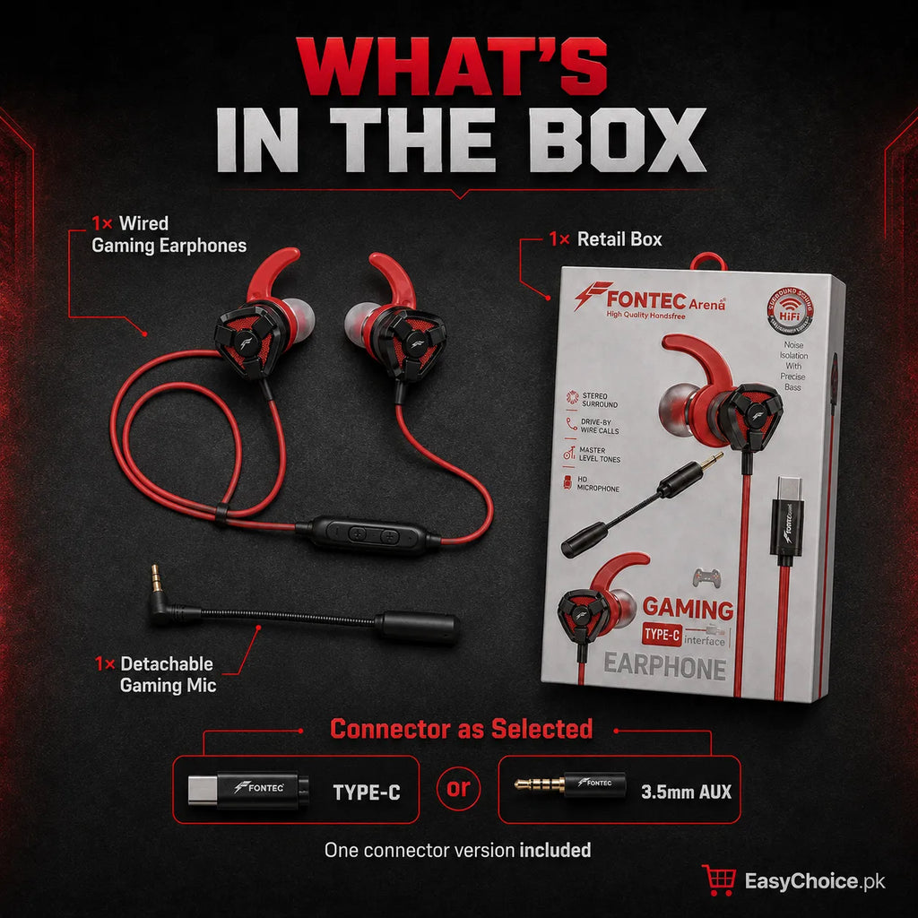 Gaming Earphones with Detachable Mic – Type-C & 3.5mm AUX