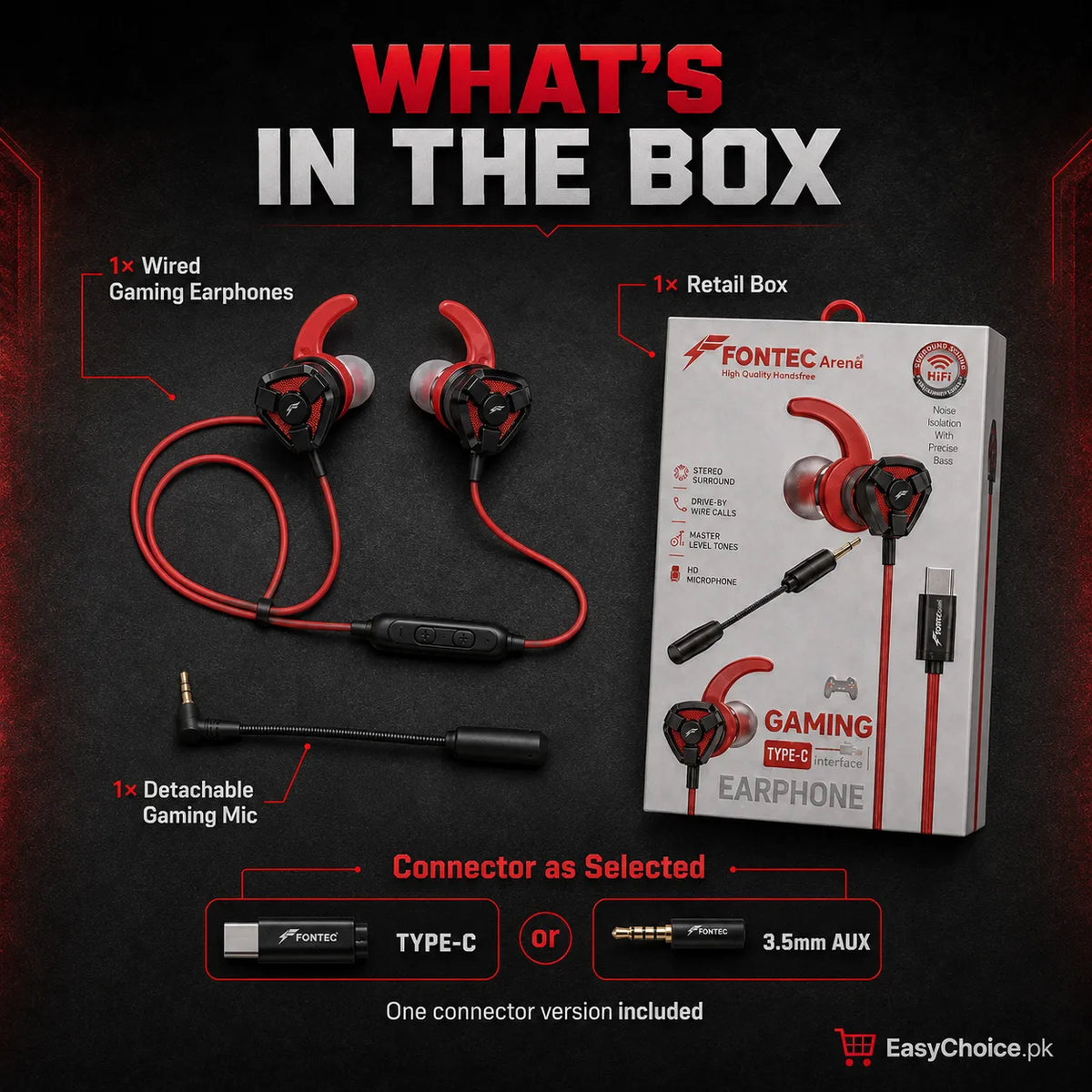 Gaming Earphones with Detachable Mic – Type-C & 3.5mm AUX