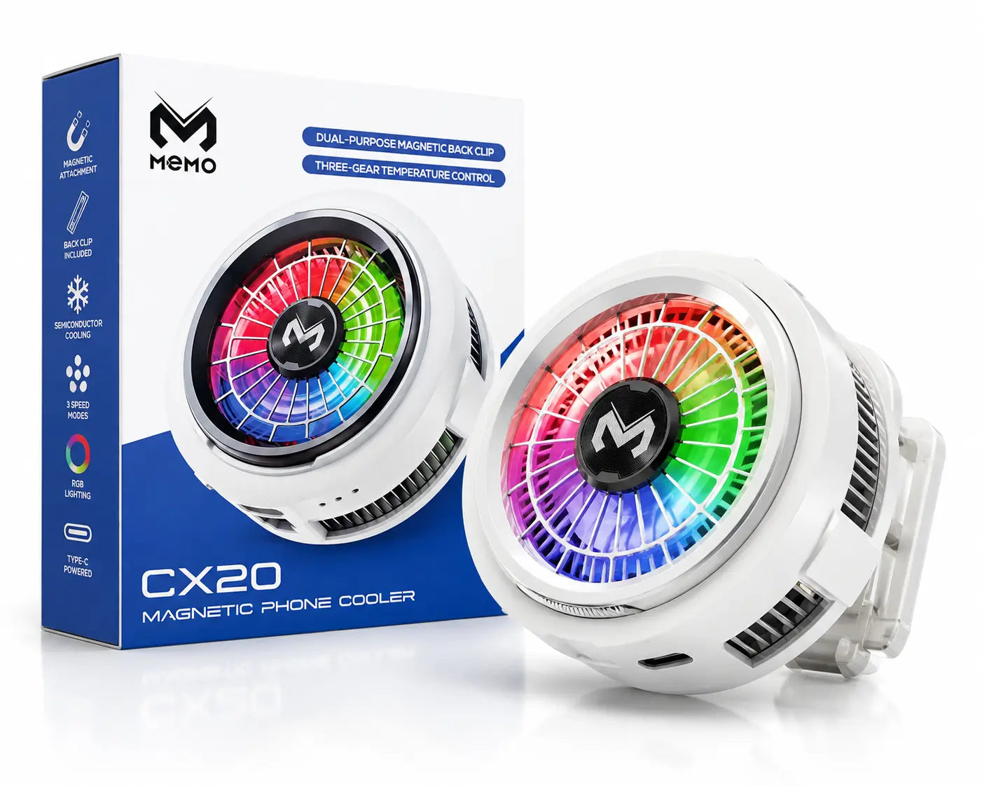 MEMO CX20 Magnetic Phone Cooler RGB – Semiconductor Mobile Cooling Fan for PUBG, Gaming & Fast Charging