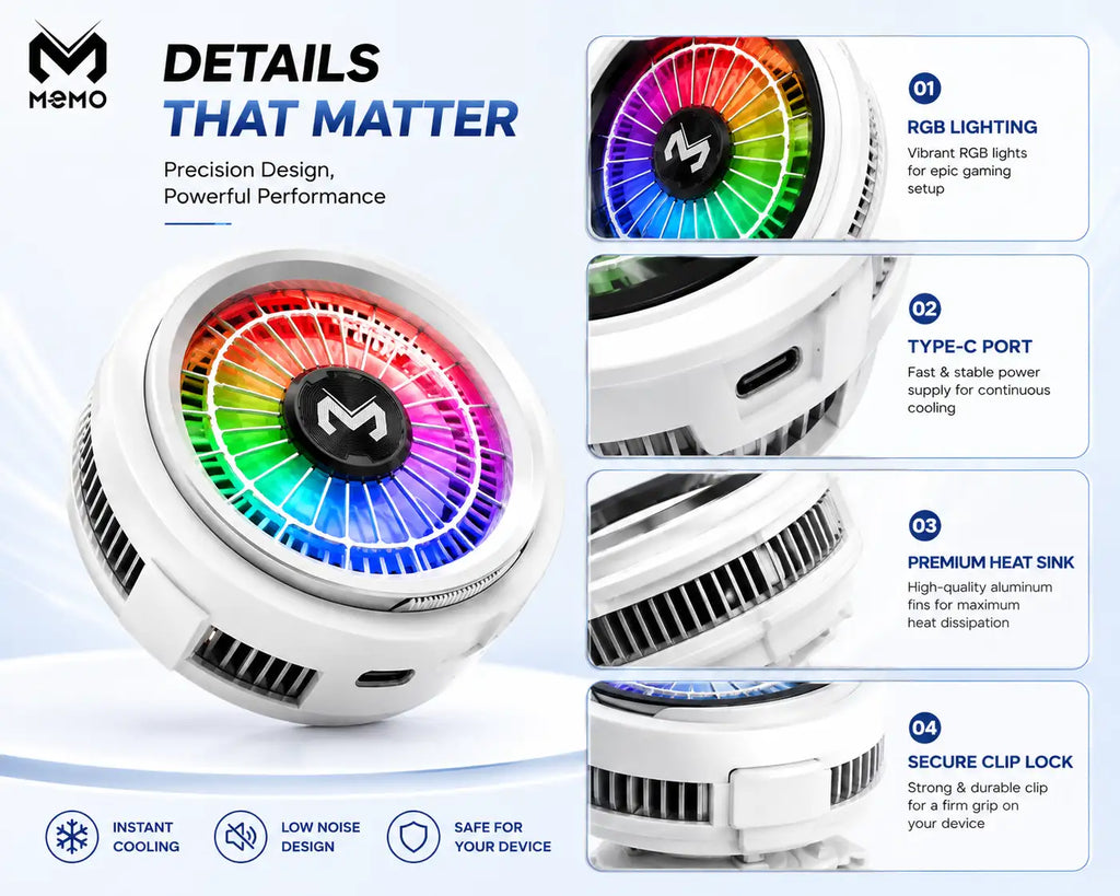 MEMO CX20 Magnetic Phone Cooler RGB – Semiconductor Mobile Cooling Fan for PUBG, Gaming & Fast Charging