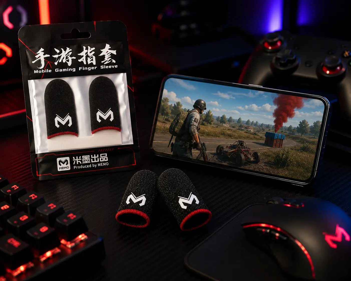 MEMO Mobile Gaming Finger Sleeves | Anti-Sweat Thumb Sleeves for PUBG, BGMI, COD Mobile & All Touchscreen Games (1 Pair)