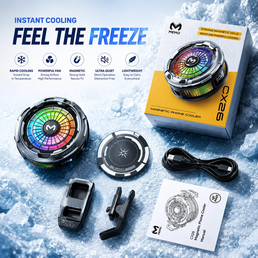 MEMO CX26 Magnetic Phone Cooler – 30W RGB Gaming Cooling Fan