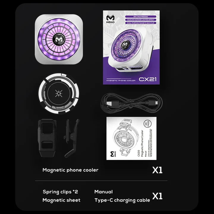 MEMO CX21 Magnetic Phone Cooler – 18W RGB Gaming Fan (Fits All Phones)